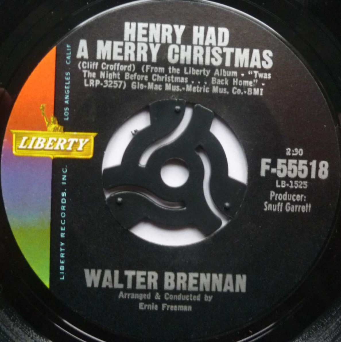 Walter Brennan White Christmas 7" Liberty 55518 EX/VG 1960s US pressing in picture sleeve - Image 5