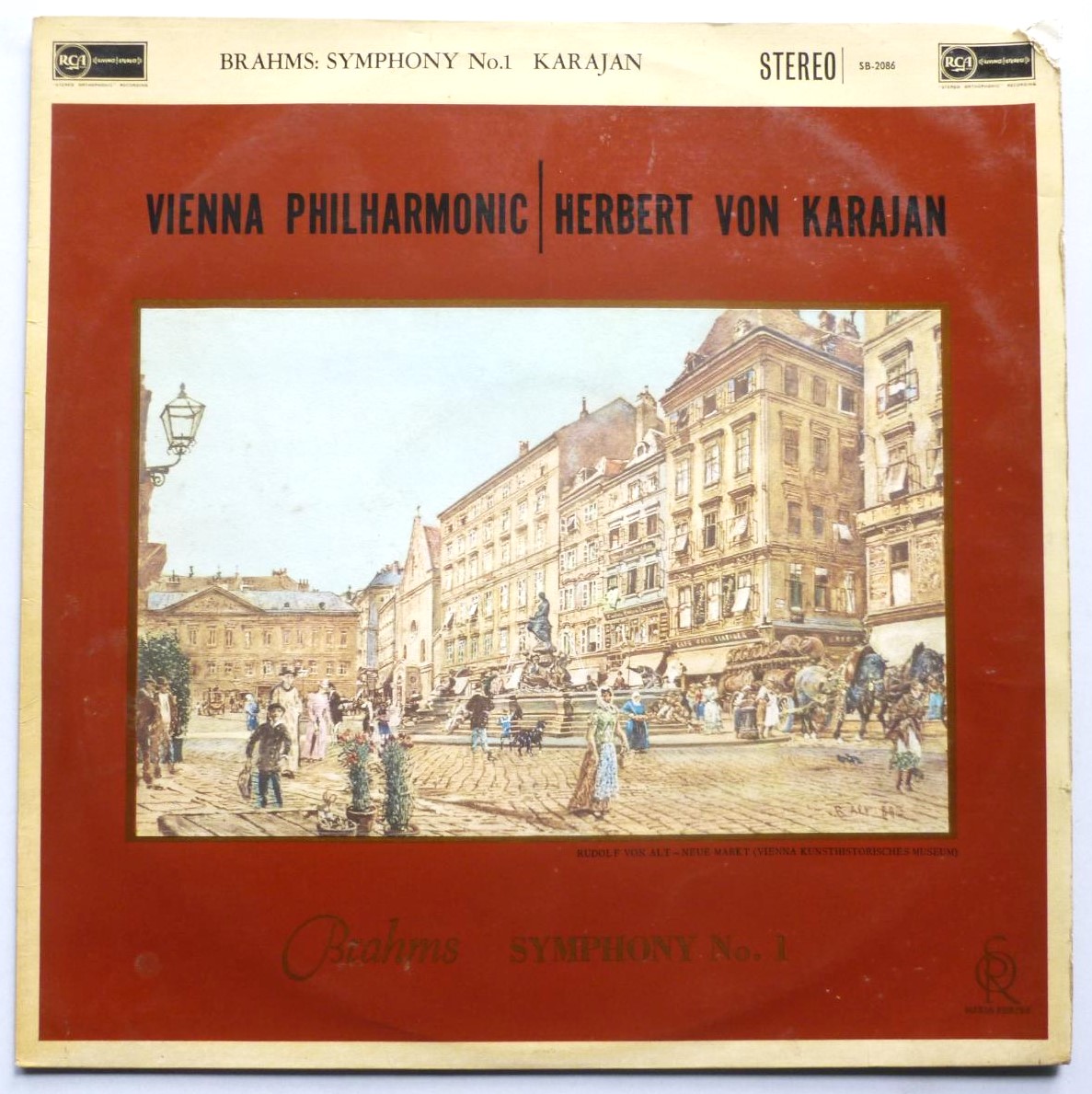 Herbert Von Karajan Brahms Symphony No 1 LP RCA SB2086 VG/VG 1959 sleeve has small piece missing top right corner on front and there is handwritten X on rear of sleeve