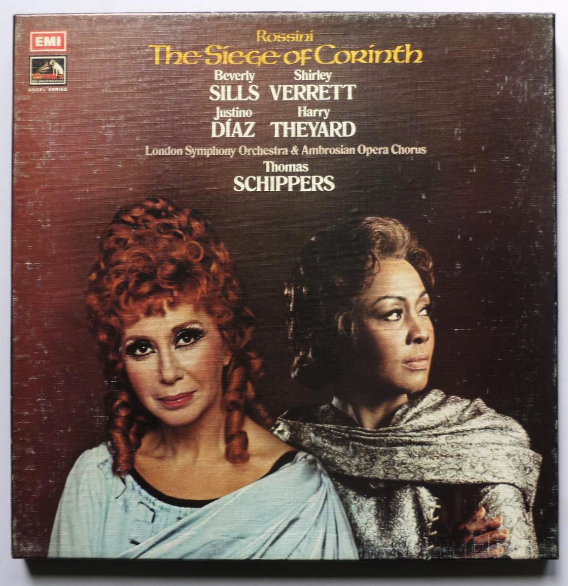 Thomas Schippers The Siege Of Corinth 3LP Angel SAN368-70 EX/VG 1975 3 x 12" LPs boxed with booklet - box is rubbed on front panel