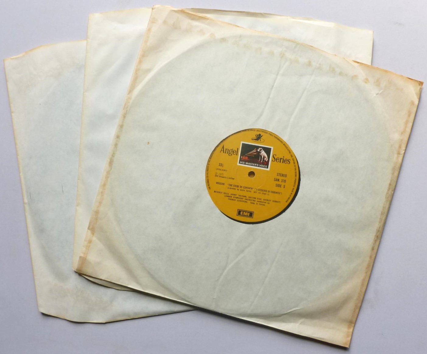 Thomas Schippers The Siege Of Corinth 3LP Angel SAN368-70 EX/VG 1975 3 x 12" LPs boxed with booklet - box is rubbed on front panel - Image 3