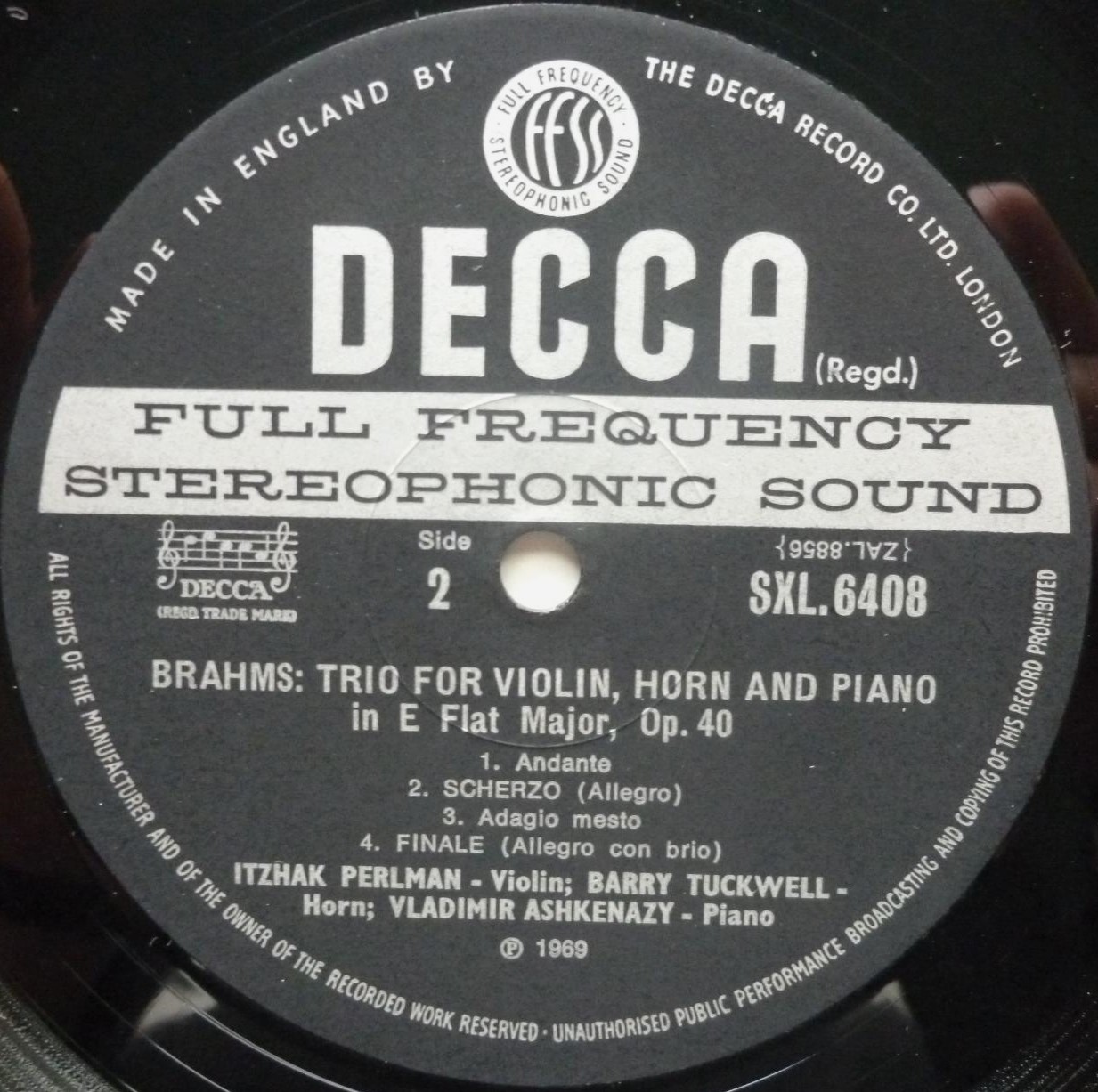 Vladimir Ashkenazy Franck - WB LP Decca SXL6408 EX+/EX 1969 wide band - there is handwritten name on rear of sleeve - Image 4
