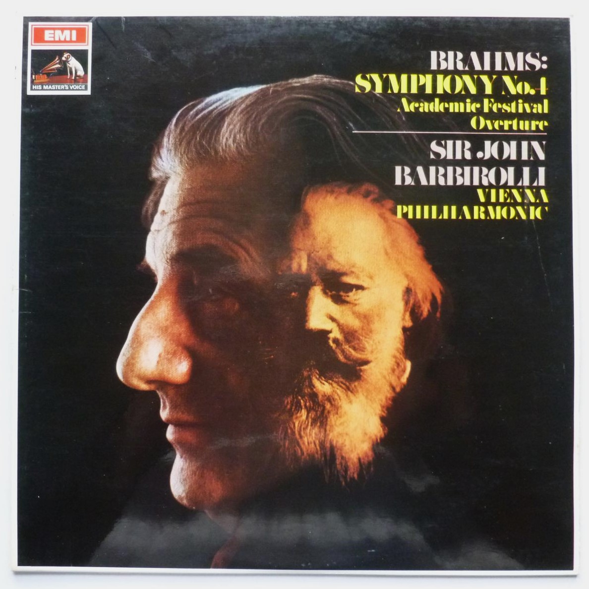 John Barbirolli Brahms Symphony No 4 LP HMV ASD2433 EX/EX 1968 red semi circle labels - there is handwritten name on rear of sleeve