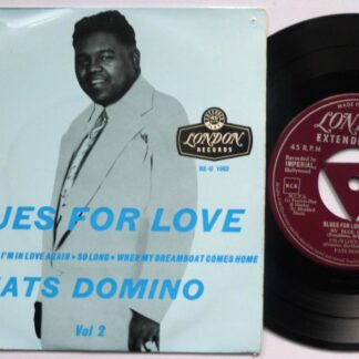 Fats Domino Blues For Love Vol 2 EP London REU1062 EX/VG 1957 7" EP - tri-centre silver label text - in picture sleeve - 2nd pressing from 1957 - vinyl has odd non-audible surface marks on side one - it plays EX - sleeve has pinholes at top right and bottom left corners and some print on rear is faded