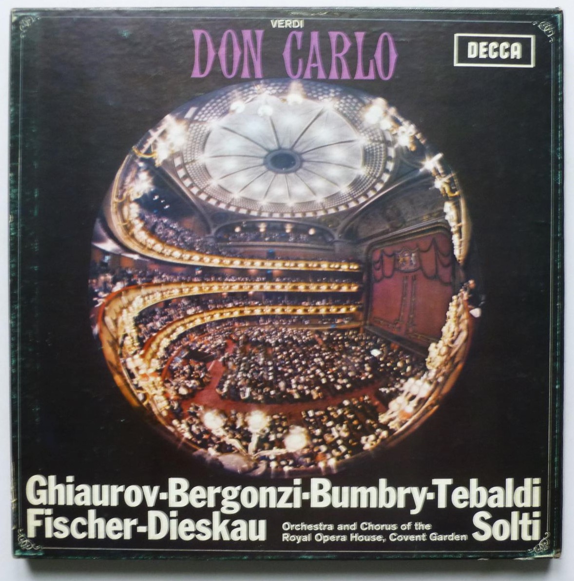 Georg Solti Verdi Don Carlo 4LP Decca SET305-8 EX+/VG+ 1965 4 x 12" LPs boxed with booklet - box has light wear at bottom right corner