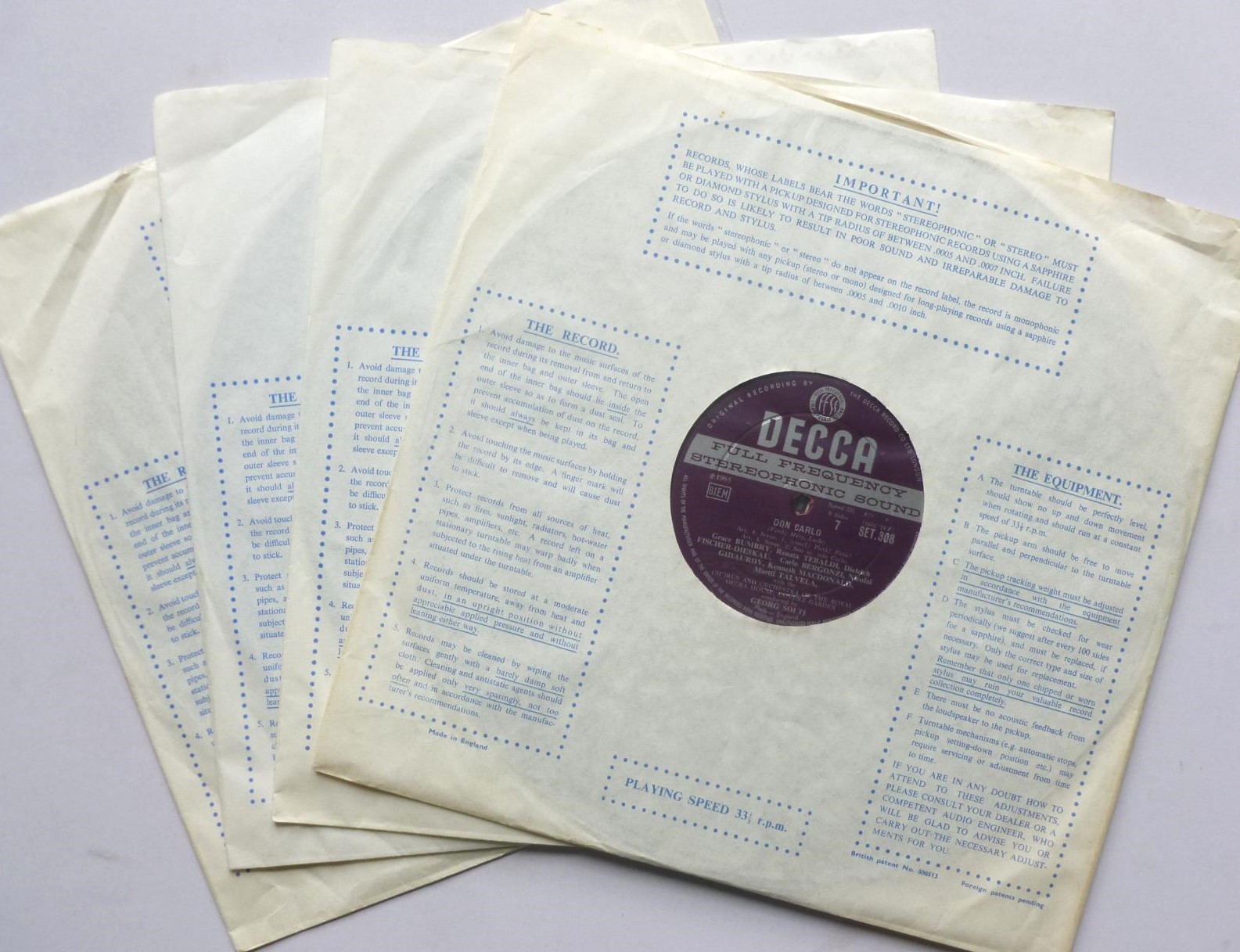 Georg Solti Verdi Don Carlo 4LP Decca SET305-8 EX+/VG+ 1965 4 x 12" LPs boxed with booklet - box has light wear at bottom right corner - Image 4
