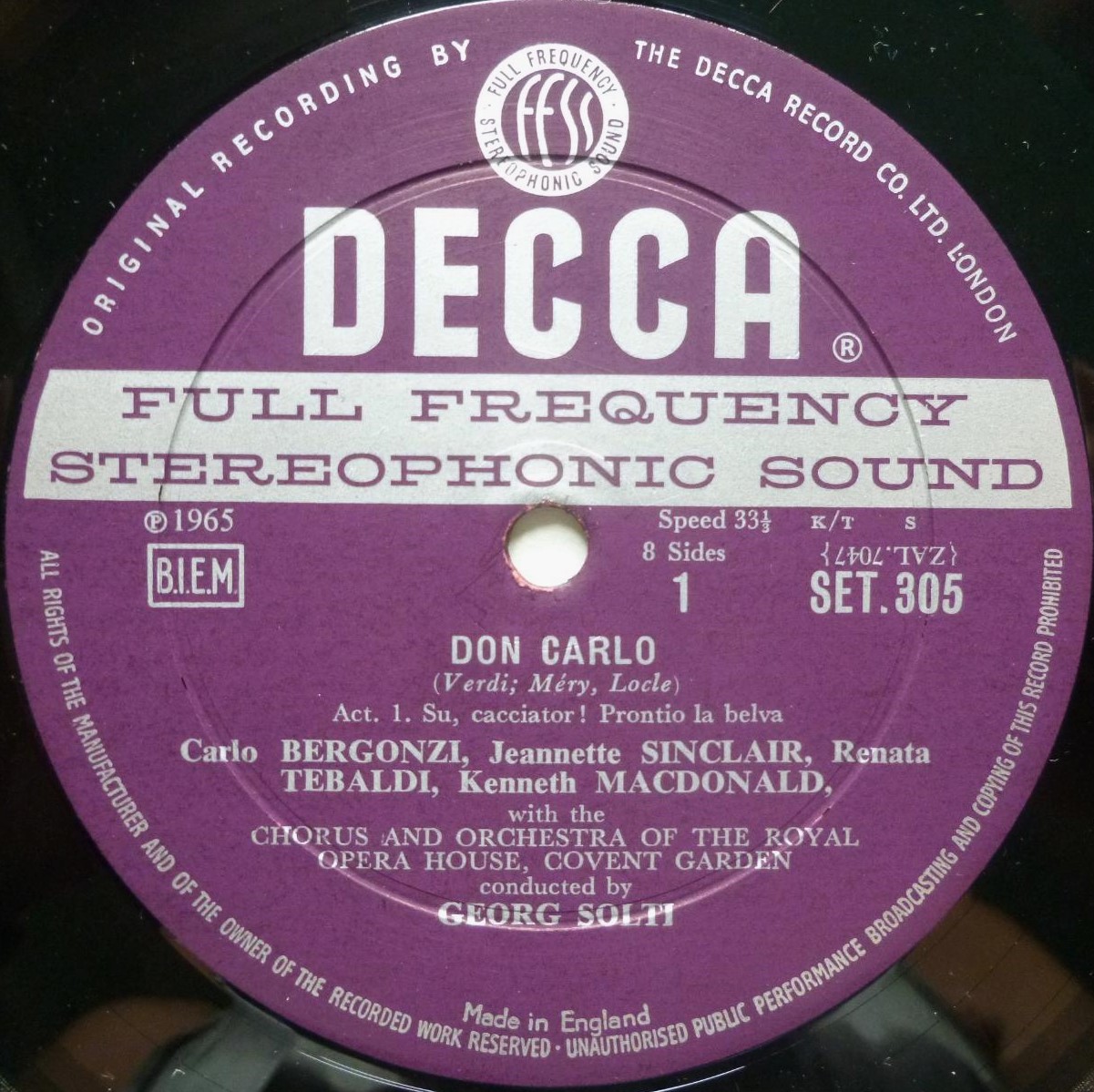 Georg Solti Verdi Don Carlo 4LP Decca SET305-8 EX+/VG+ 1965 4 x 12" LPs boxed with booklet - box has light wear at bottom right corner - Image 5