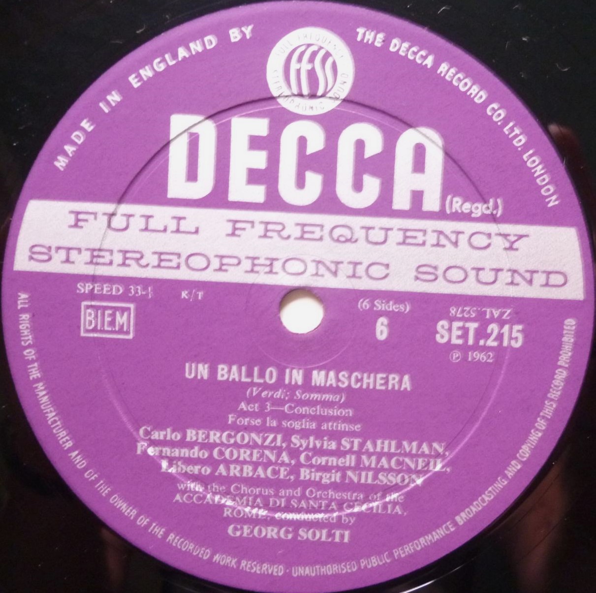 Georg Solti A Masked Ball - WBG 3LP Decca SET215-7 EX/EX 1960s 3 x 12" LPs boxed with booklet - made in England at 10 O Clock - there is handwritten name inside front panel - Image 6