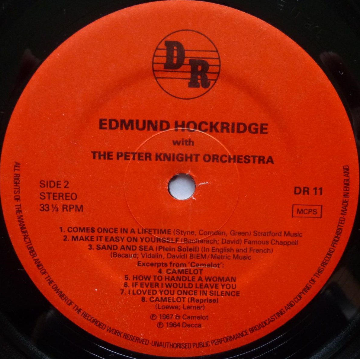 Edmund Hockridge Edmund Hockridge LP DR DR11 EX/VG+ 1978 with signed photograph - sleeve is also signed on rear - Image 4