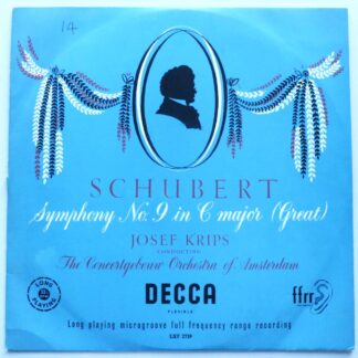 Josef Krips Schubert Symphony No 9 LP Decca LXT2719 EX/VG 1950s sleeve has writing on front and rear